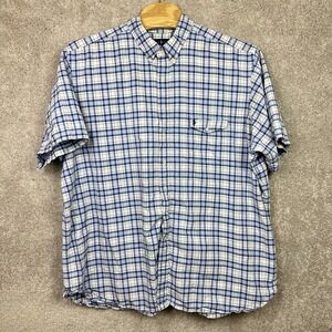 Ralph Lauren Shirt Mens 4XLT Gingham Check Short Sleeve Button Down Polo Blue